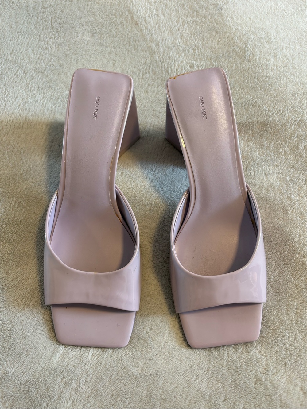 OAK + FORT Pale Lilac Square-Toe Slide Heels